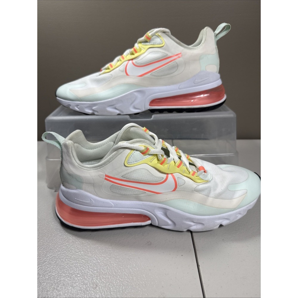 Nike Air Max 270 React Pale Ivory Running Shoes CV8818-102 Women's Size 8 EUC!!!